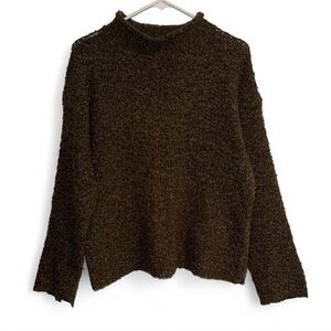 Cherry Stix Cozy Brown Boucle Wool Blend Turtleneck mock neck Sweater